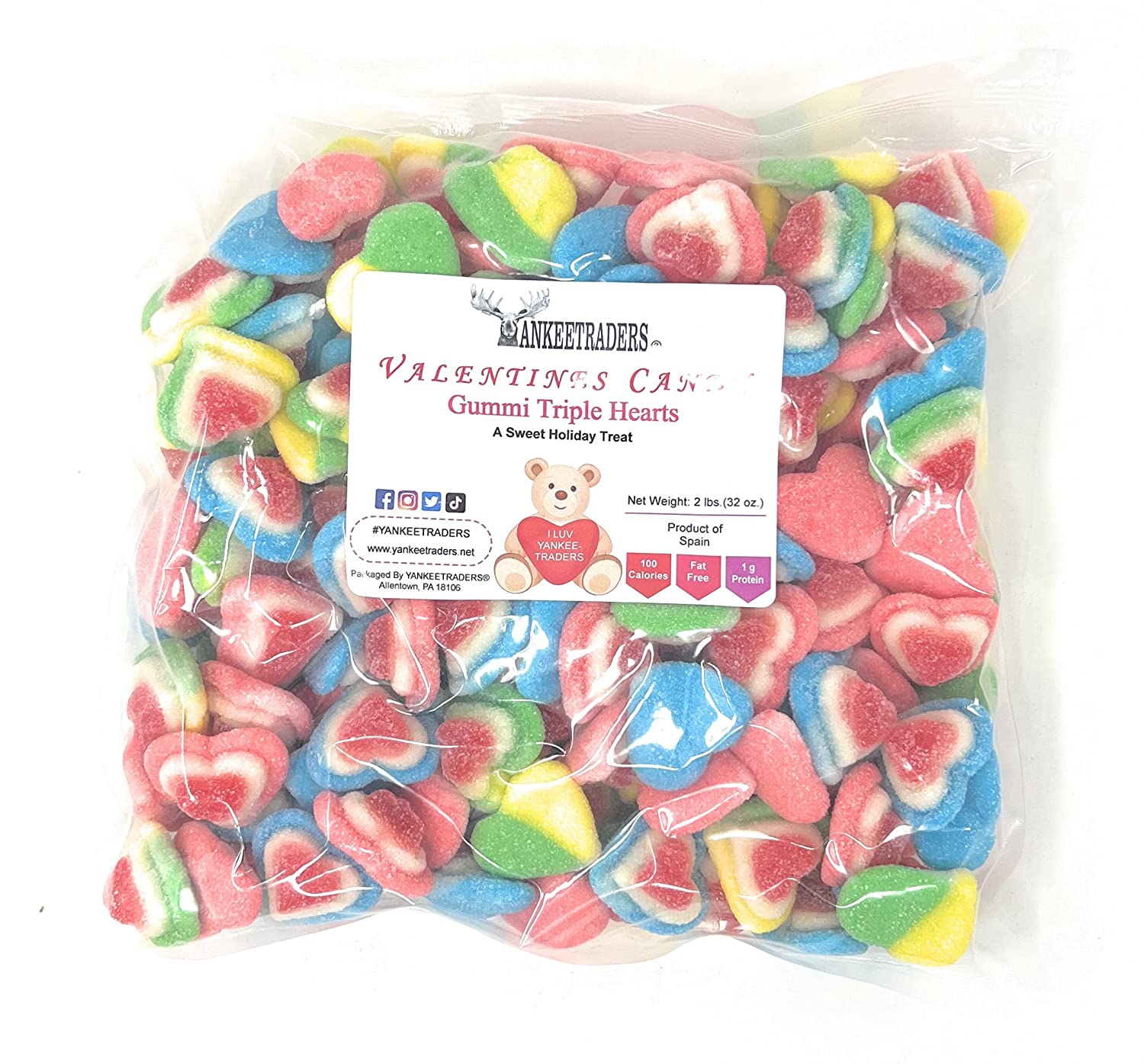 Gummi Triple Hearts - Fruit Flavored Valentine's Day Candy Bulk