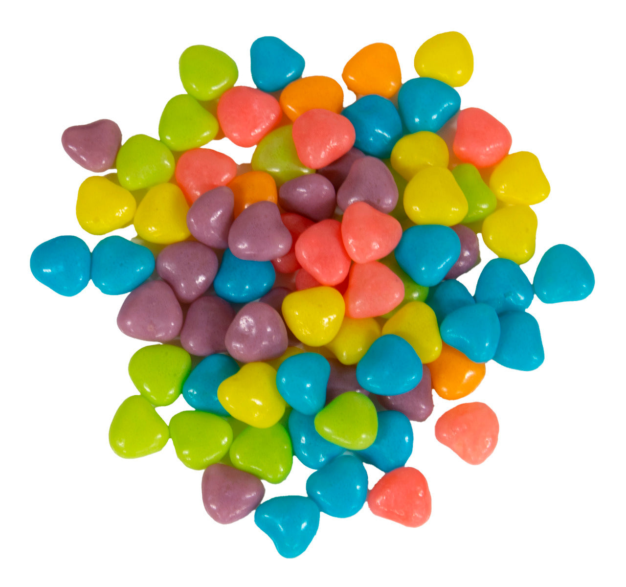 Tutti Frutti Heart-Shaped Dragees, Colorful Candy, Assorted Fruit Flavors