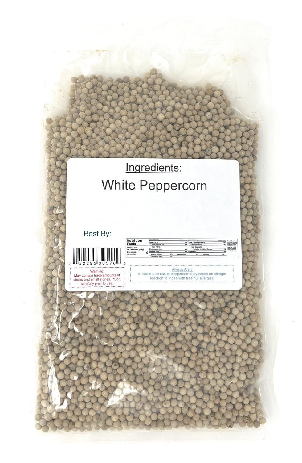 Peppercorns, White Whole, 8 Ounce