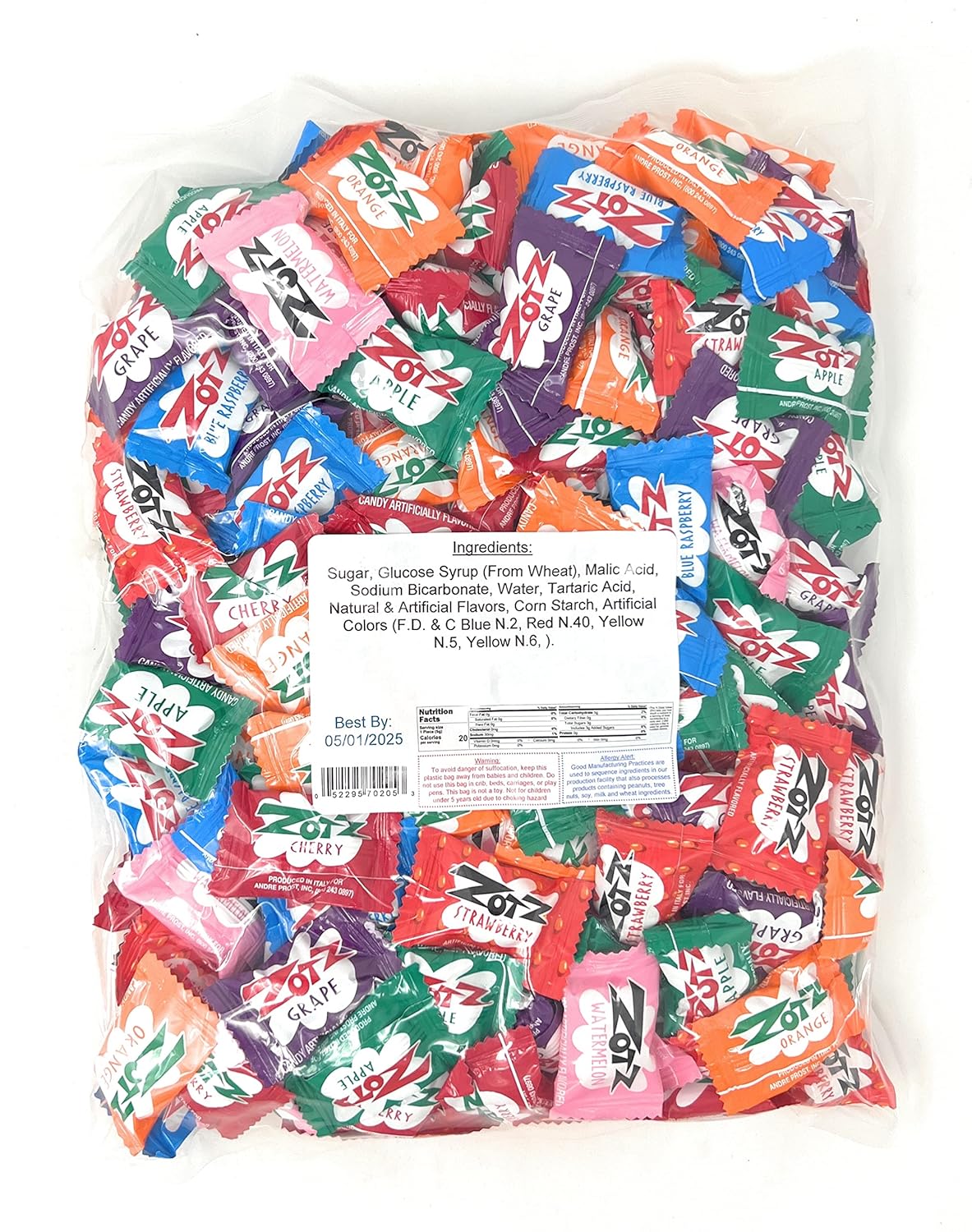 Zotz Sour Fizzing Candy – Hard Shell with Fizzy Sour Center, Bulk Bags