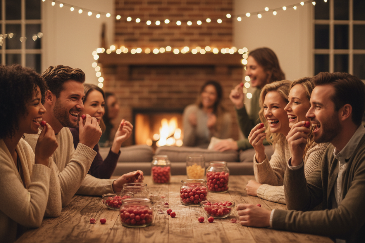 Adults eating fire balls candy