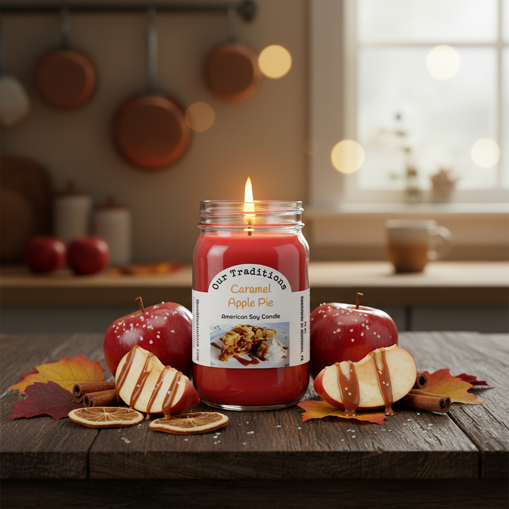 Caramel Apple Pie Soy Candle Lifestyle