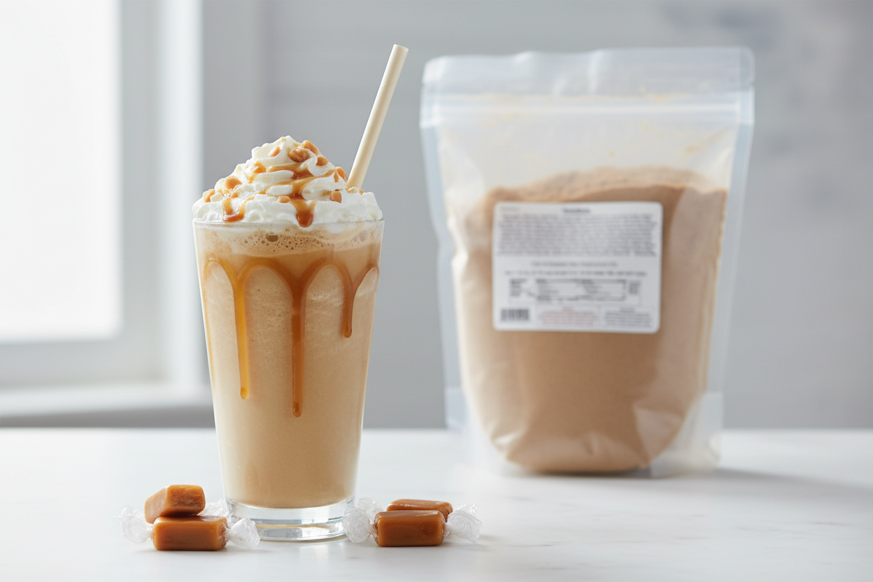 Caramel Cappuccino Frozen Beverage Lifestyle