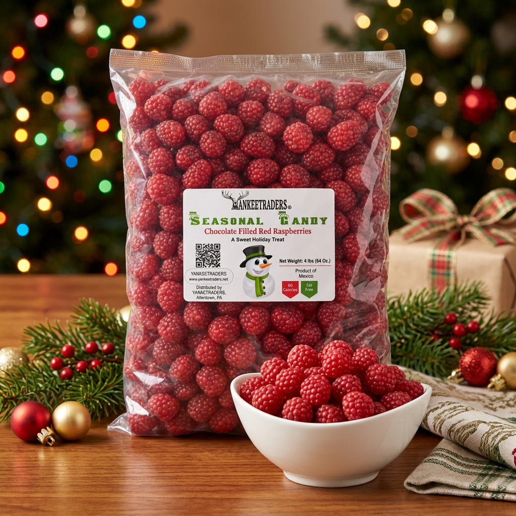 Christmas lifestyle image with corrected 4-pound bag and bowl of candy