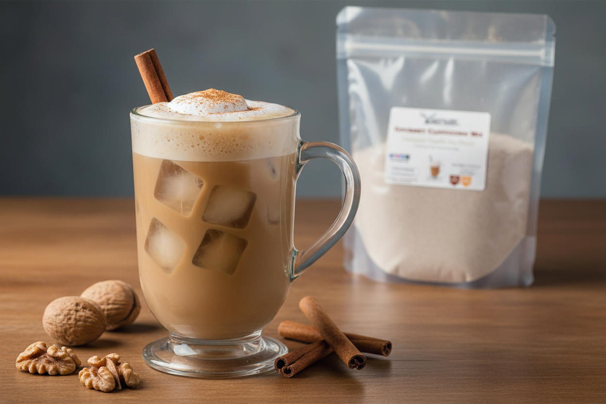 Cinnamon Vanilla Nut Cappuccino Iced Beverage Lifestyle