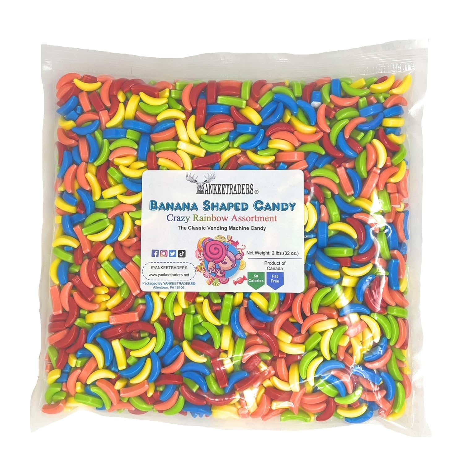Rainbow Banana Candy, Assorted Colors, Fruit Flavored Candy