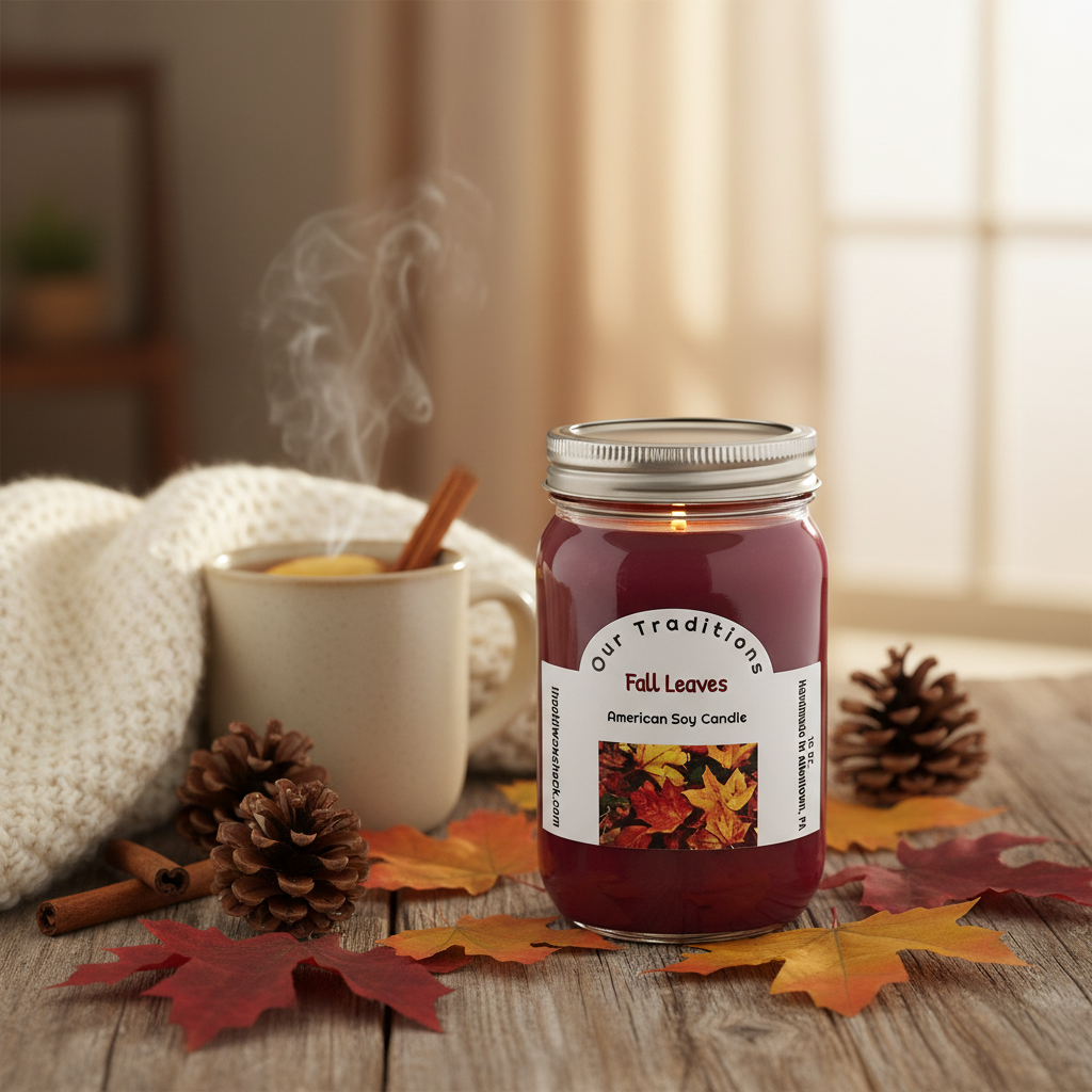 Fall Leaves Soy Candle Lifestyle