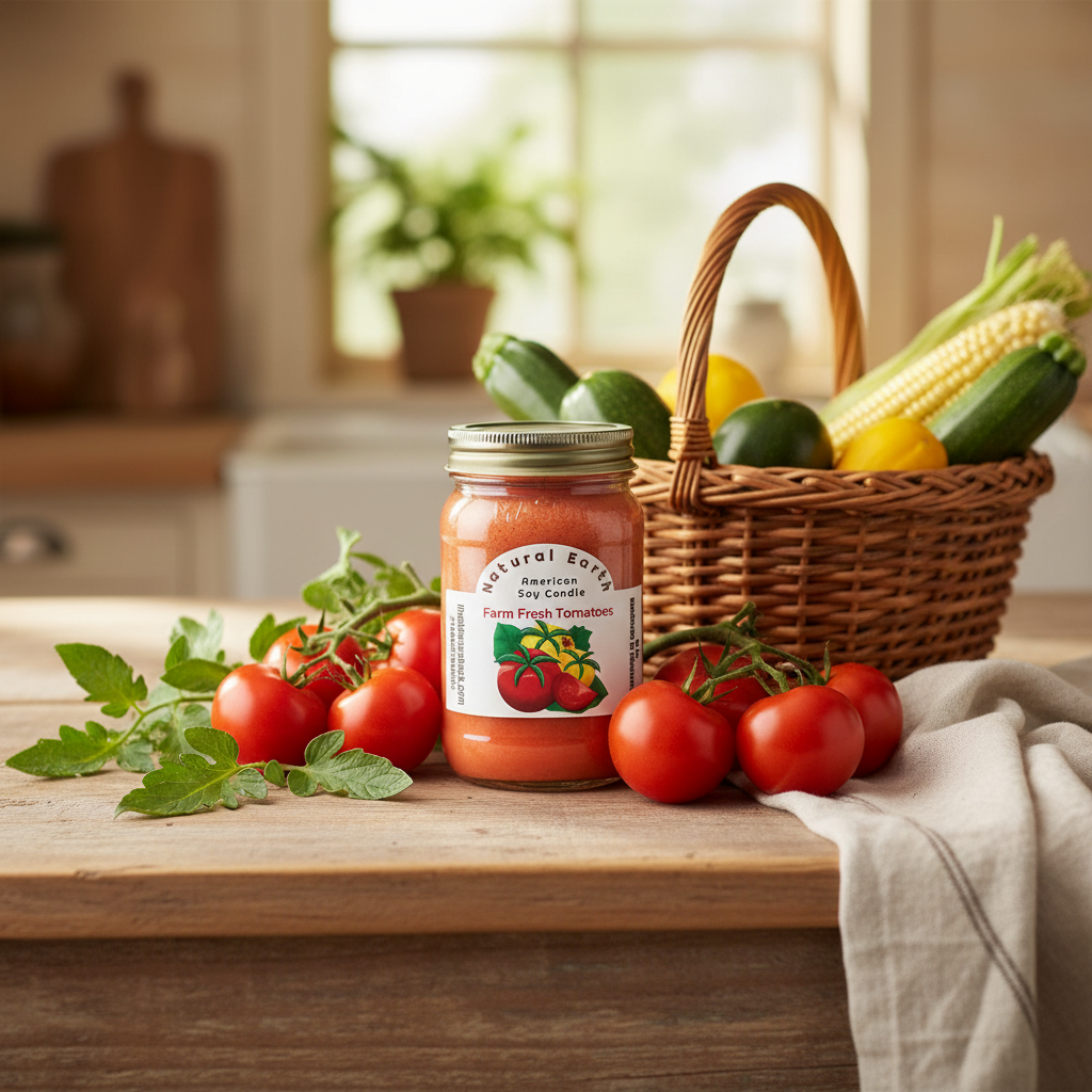 Farm Fresh Tomatoes Soy Candle Lifestyle