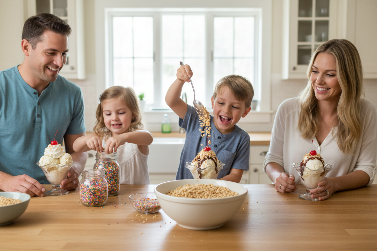 Granulated Peanuts - Family Ice Cream Sundae Lifestyle