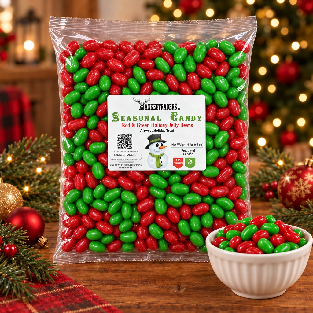 Holiday photo of red and green jelly beans 