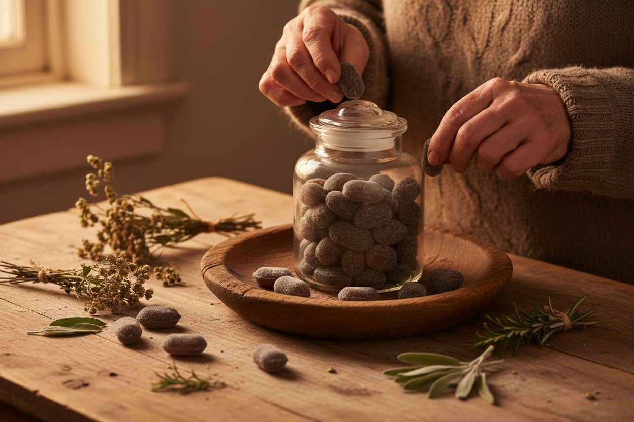 Horehound Candy Lifestyle with Actual Product