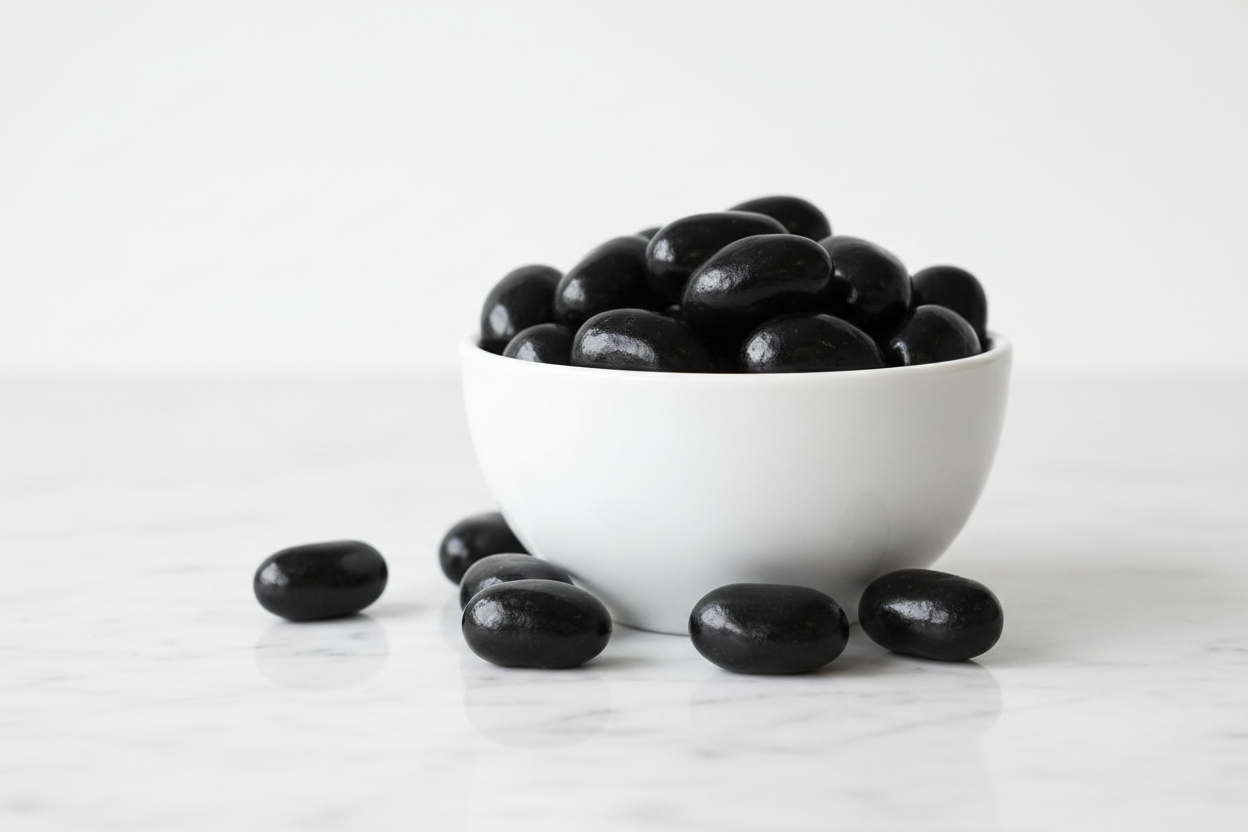 Jumbo Black Jelly Beans Bright Snack Bowl