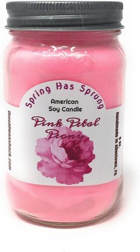 Spring Floral Soy Candles, Butterfly Kisses, Pink Petal Peony (2 Pack Gift Set, 16 Oz Mason Jars.)