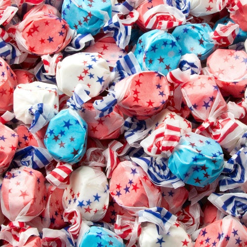 Patriotic Stars, Red, White & Blue Salt Water Taffy, 2 Pound Party Bag