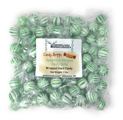 Wrapped Spearmint Balls, Hard Candy, 2 Pounds