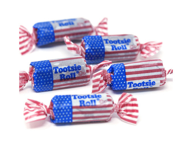 All American Mini Flag Tootsie Roll 2 Pound Party Bag