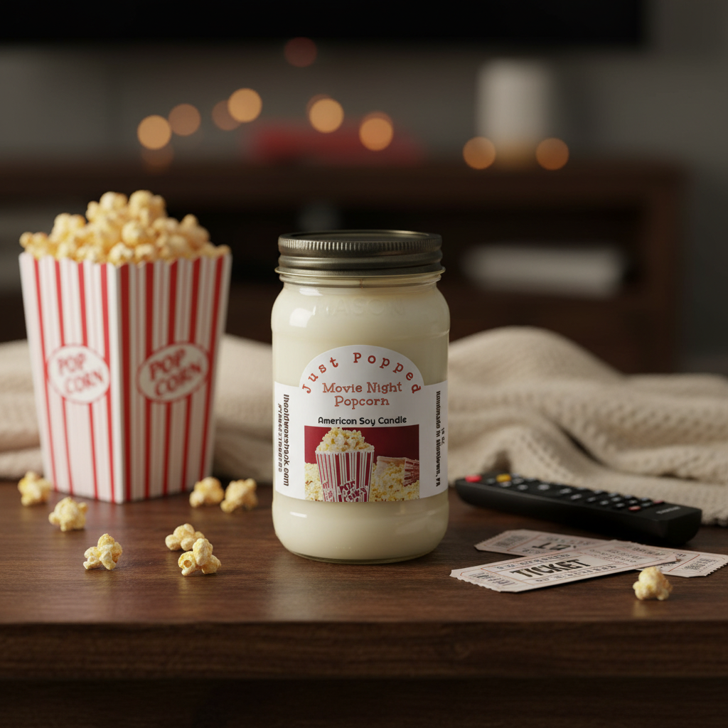 Movie Night Popcorn Candle Lifestyle - Actual Product