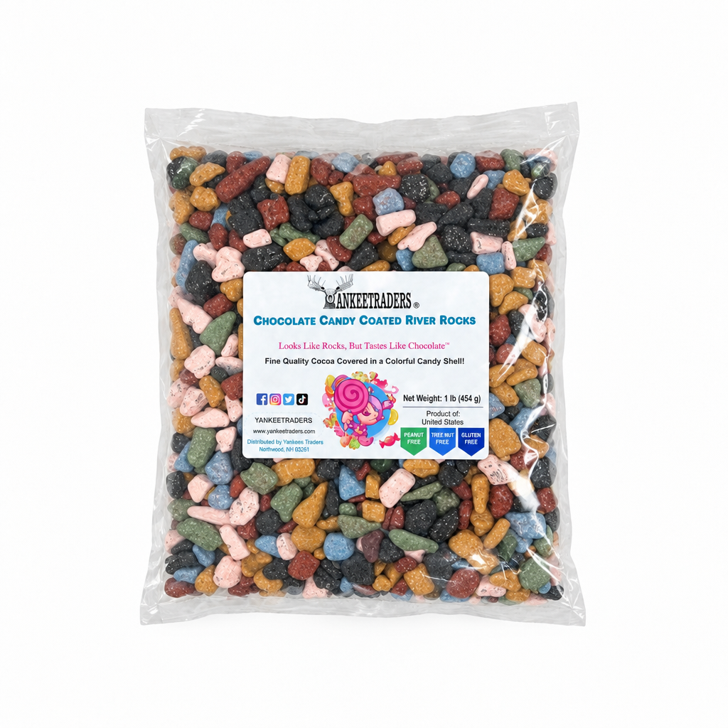 one-pound Chocolate Rocks bag with the YANKEETRADERS label