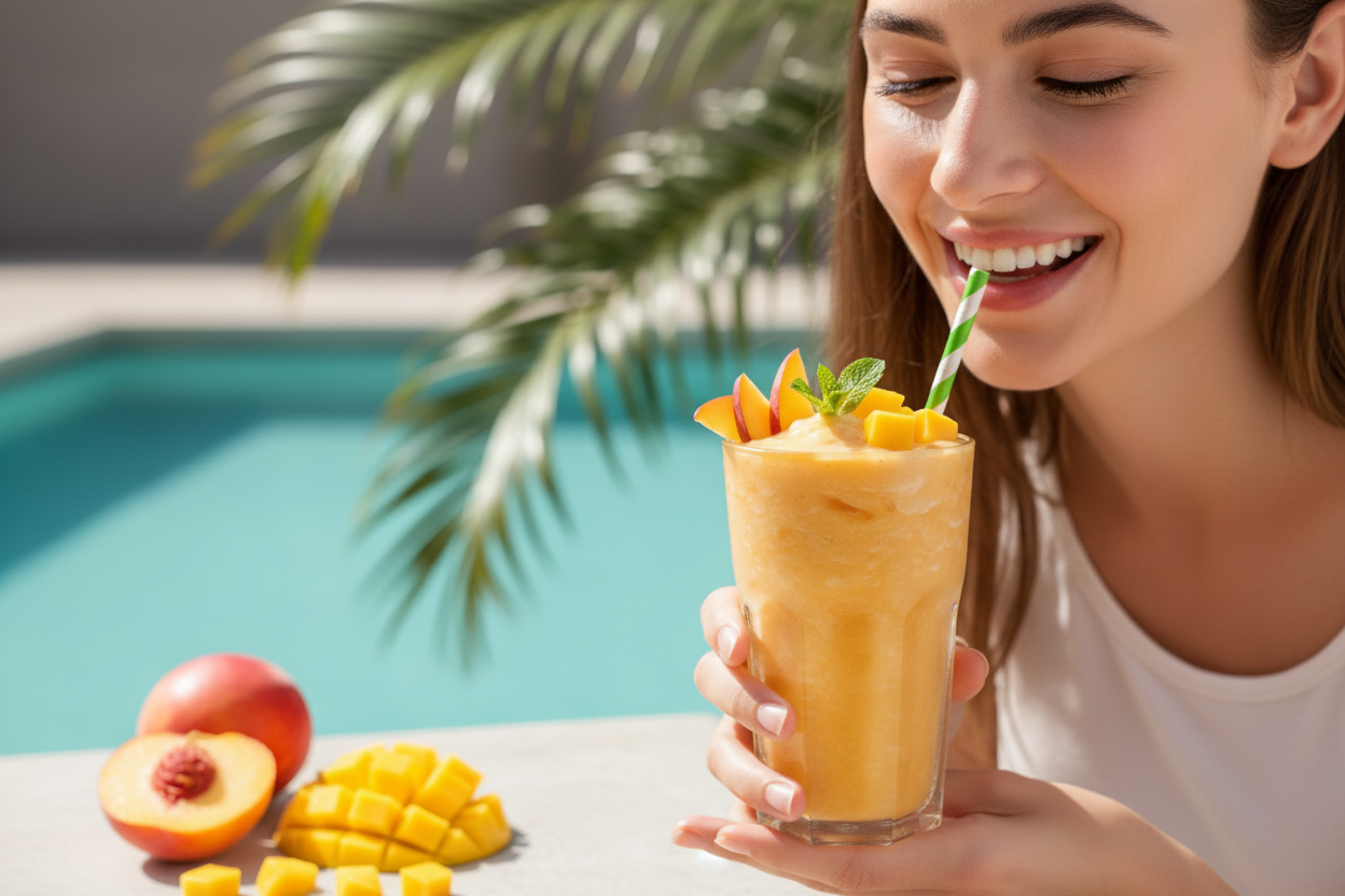 Peach Mango Smoothie Lifestyle Image