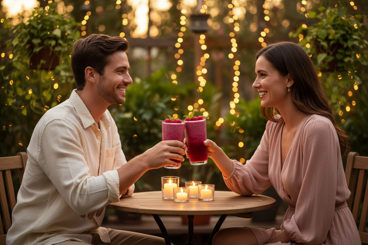 Romantic Wild Raspberry Smoothie Lifestyle Image