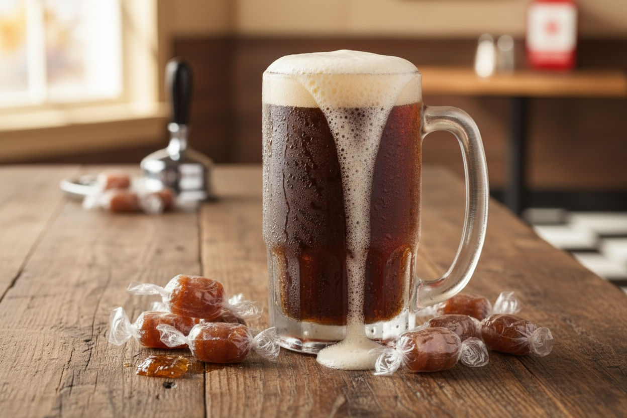 Root Beer Barrels with Frosty Root Beer Mug Lifestyle