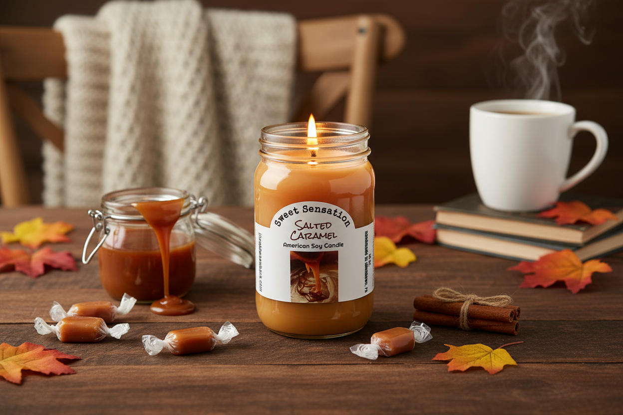Salted Caramel Soy Candle Lifestyle