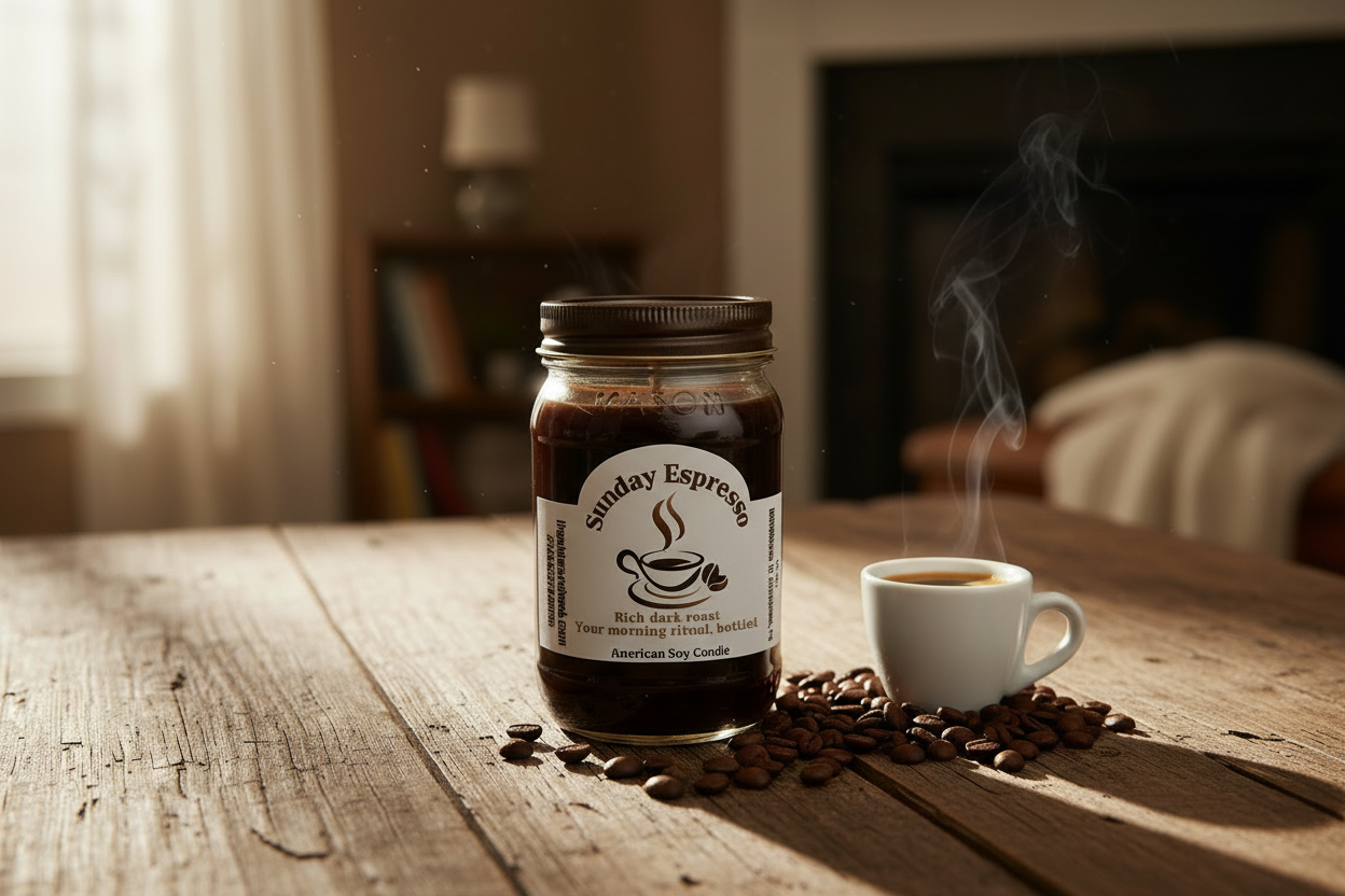 Sunday Espresso Candle Close-Up Lifestyle