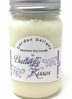 Spring Floral Soy Candles, Butterfly Kisses, Pink Petal Peony (2 Pack Gift Set, 16 Oz Mason Jars.)
