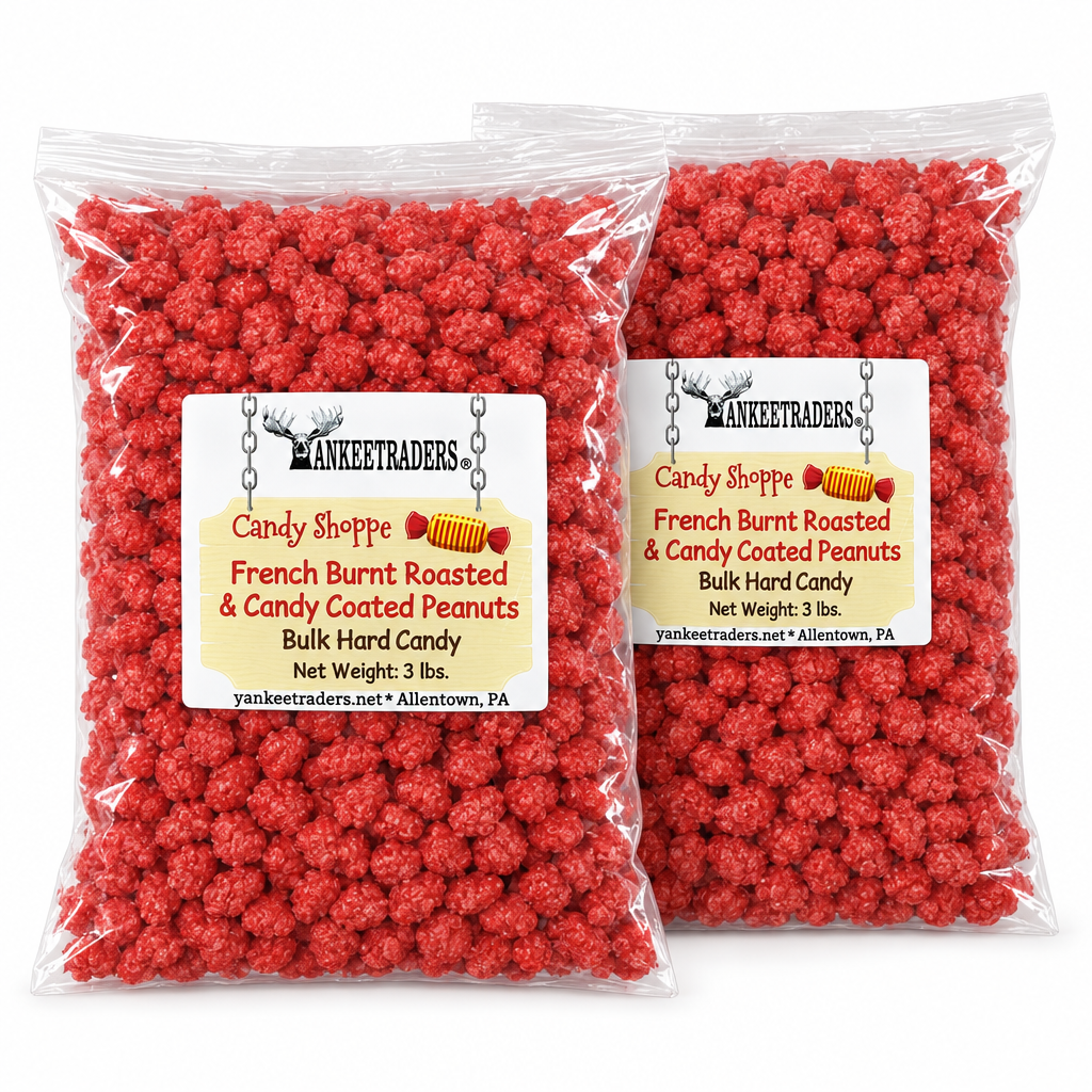 Two 3-pound French Burnt Roasted Candy Coated Peanuts bags