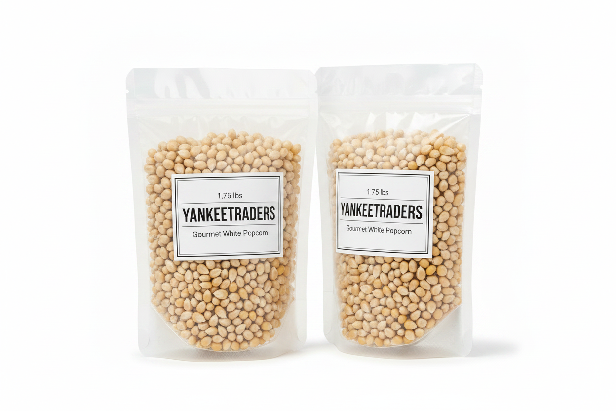 Two YANKEETRADERS Gourmet White Popcorn Bags