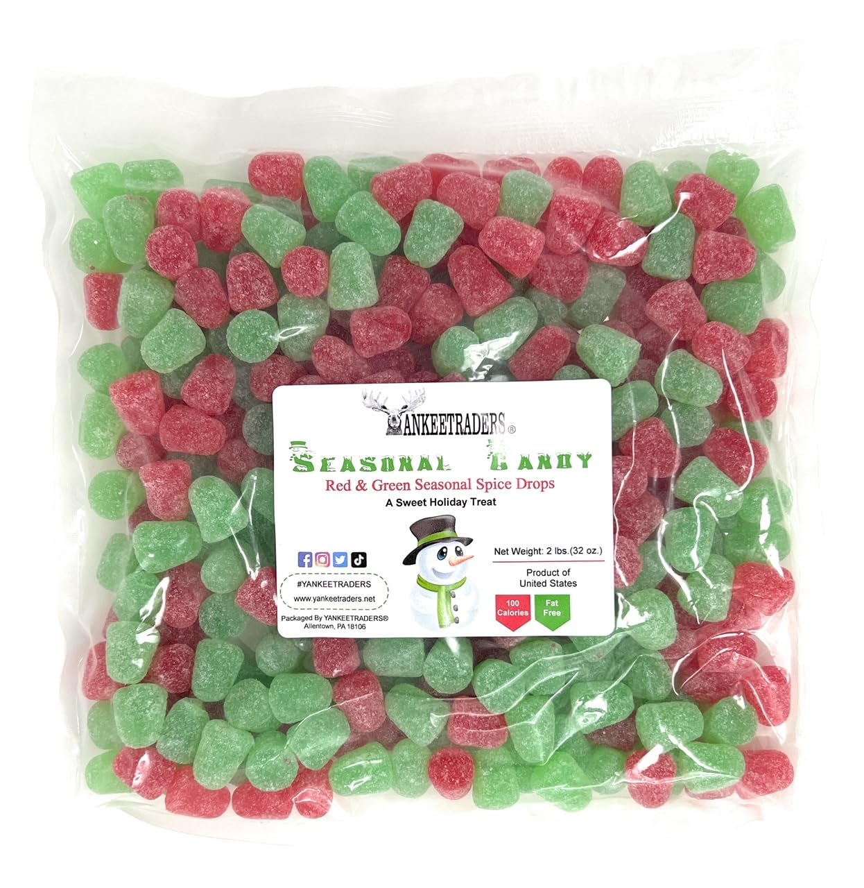 Red & Green Spice Drops - Christmas Jelly Candy, Cinnamon & Wintergreen