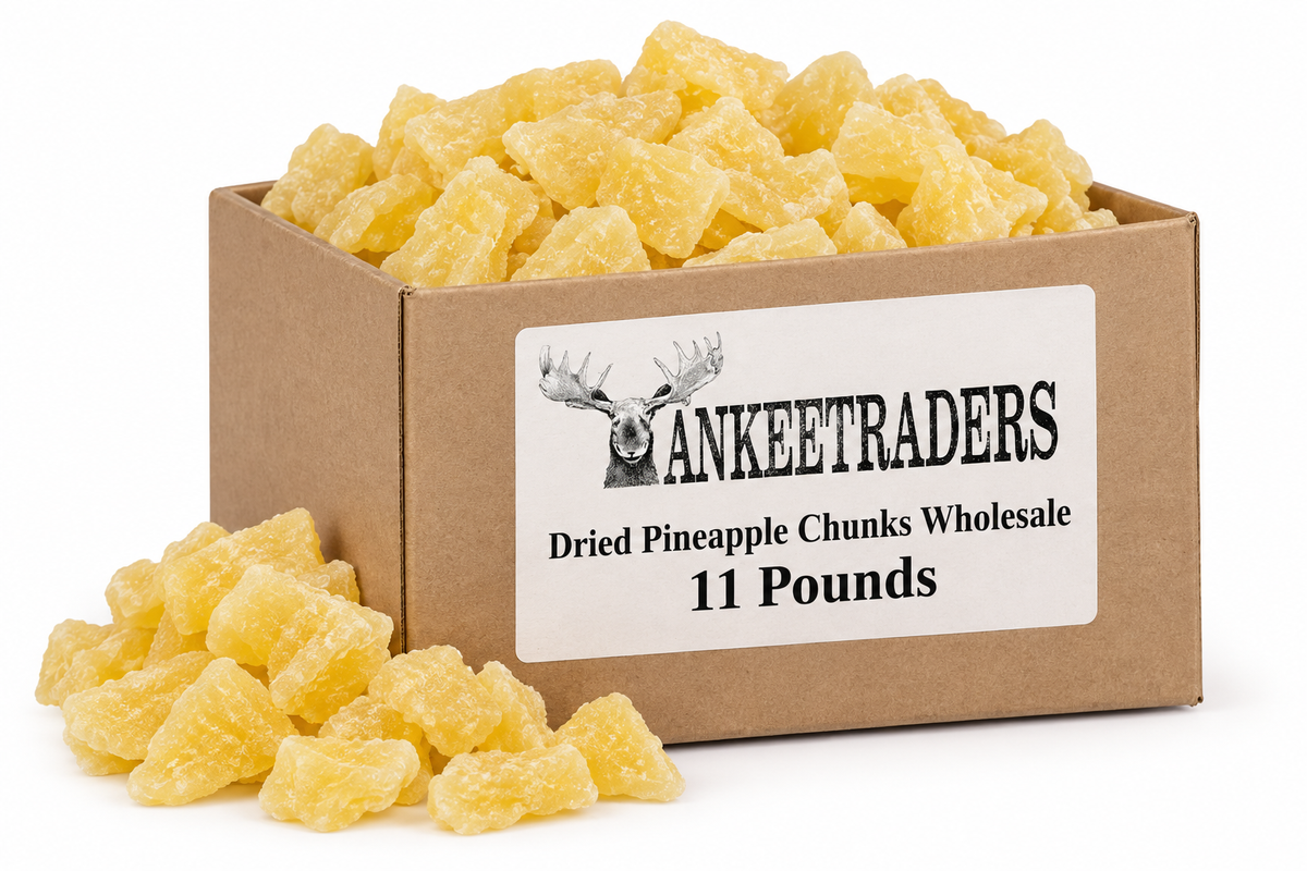 YANKEETRADERS Dried Pineapple Chunks Wholesale 11 Pounds kraft box