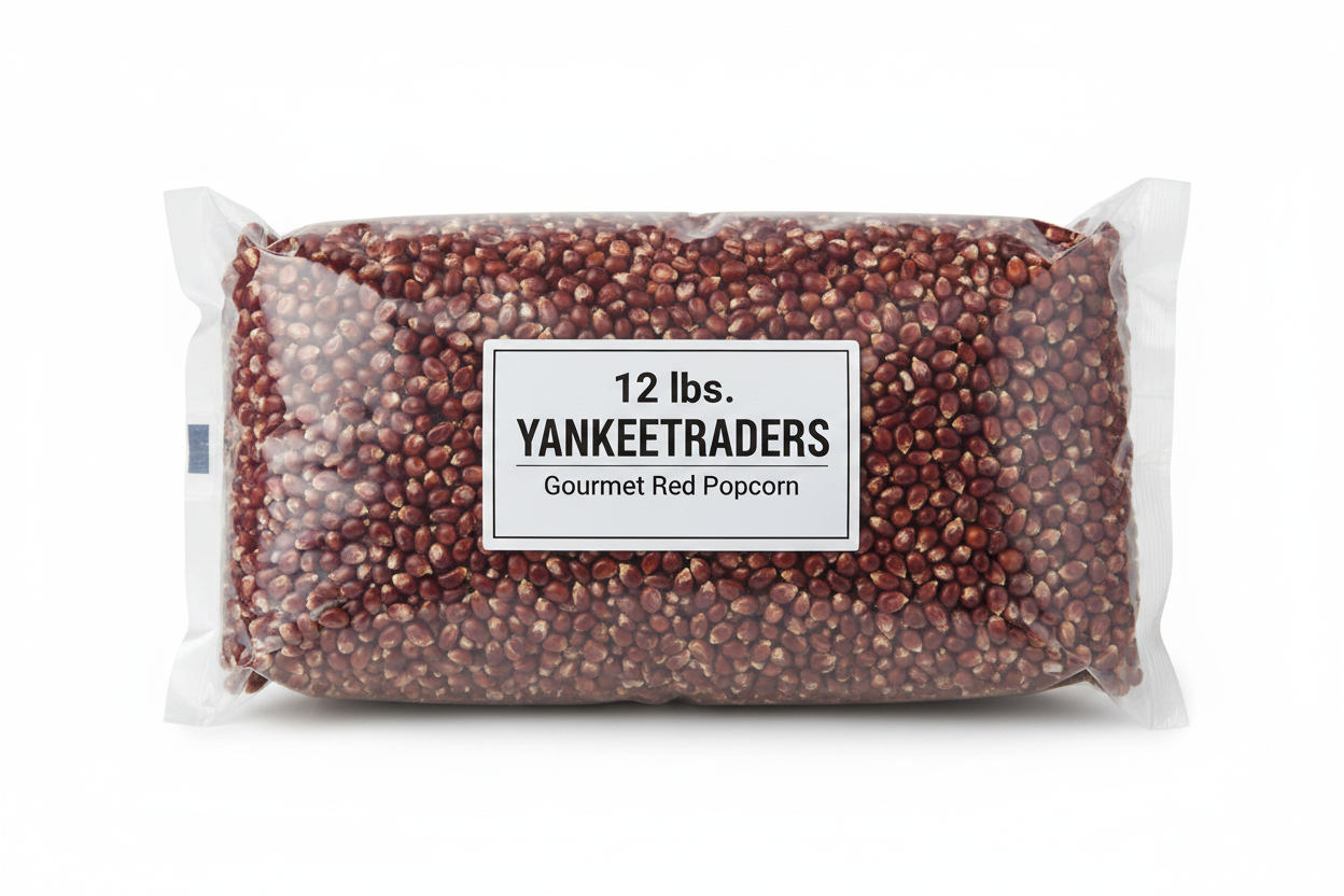 YANKEETRADERS Gourmet Red Popcorn 12 lbs - Bulk Flat Bag