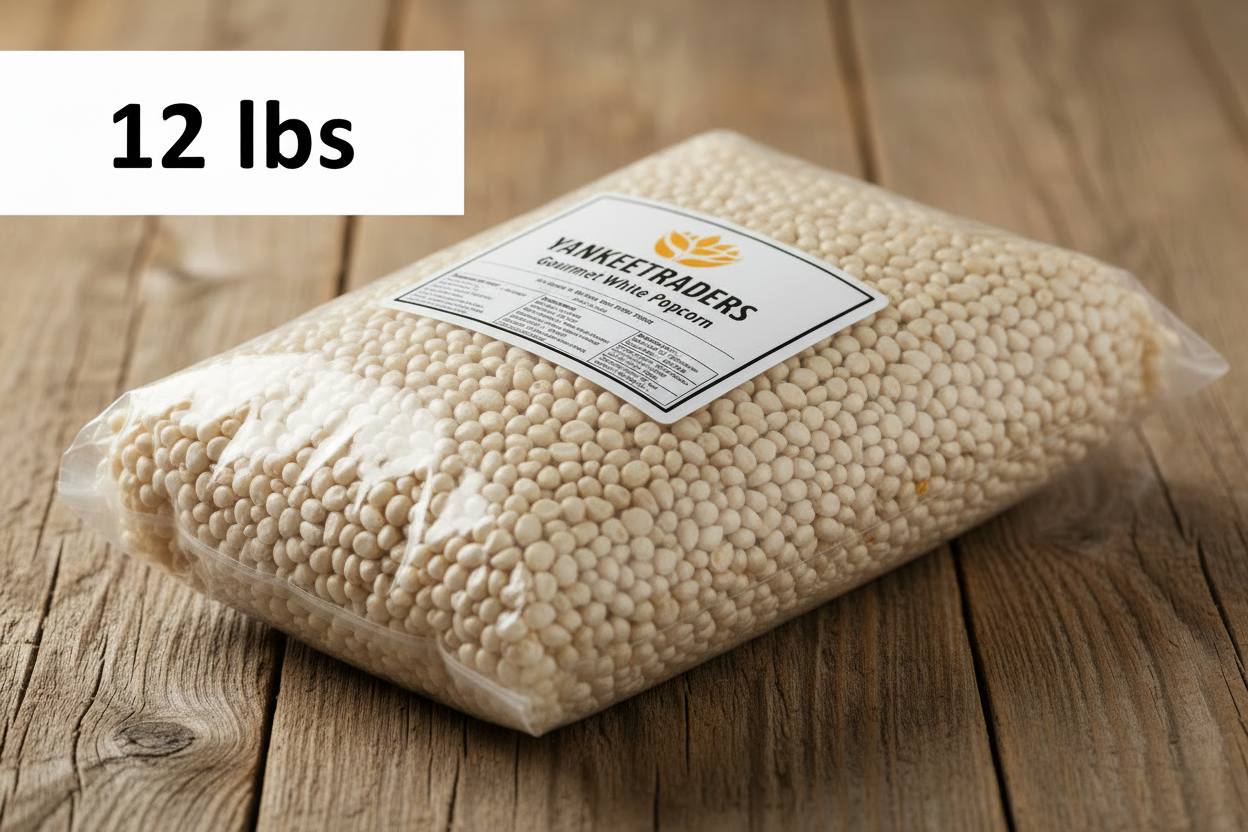 YANKEETRADERS Gourmet White Popcorn 12 lbs - Flat Bag